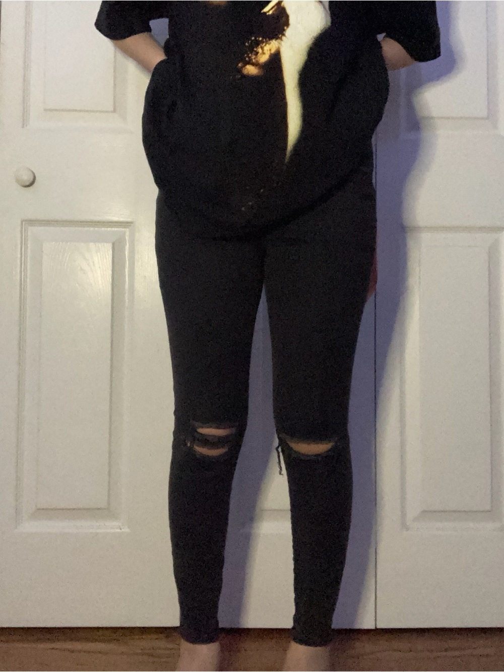 American Eagle Outfitters Black Ripped Skinny Jeggings